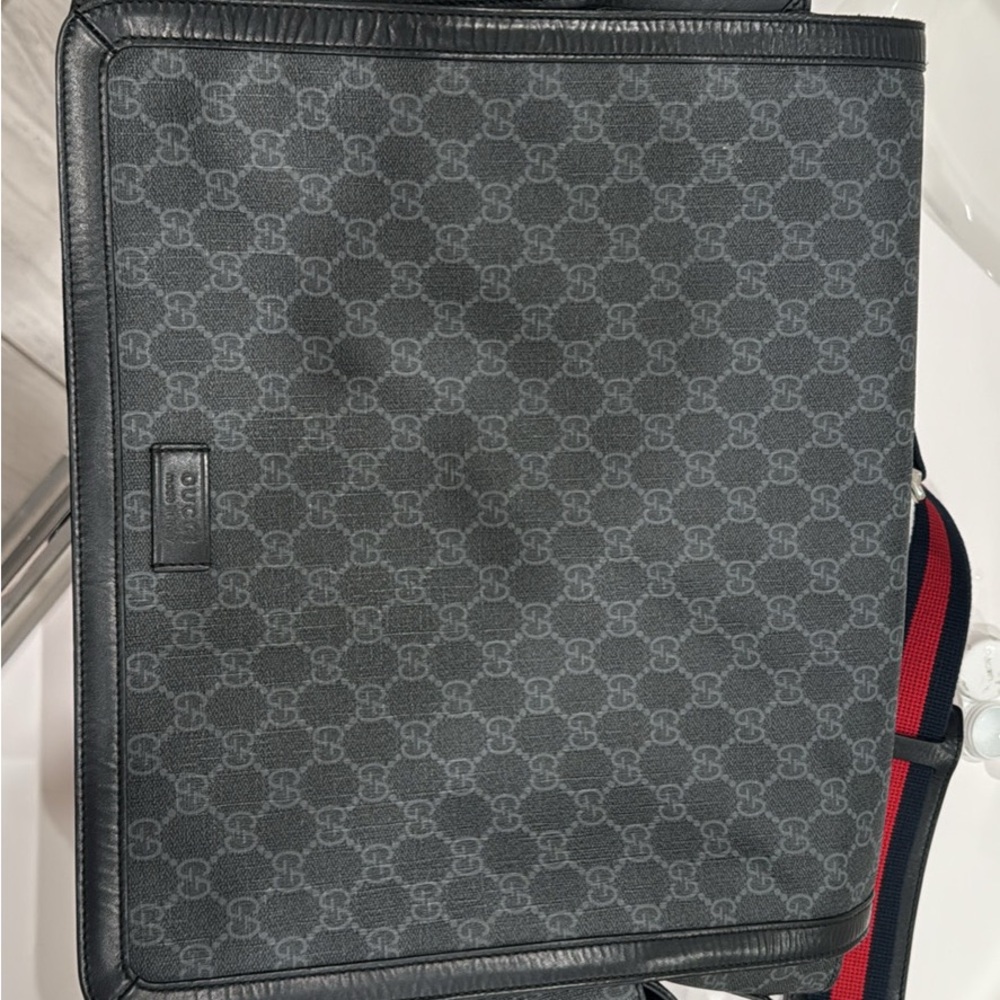 Gucci Black Messenger Bag with Geometric Pattern